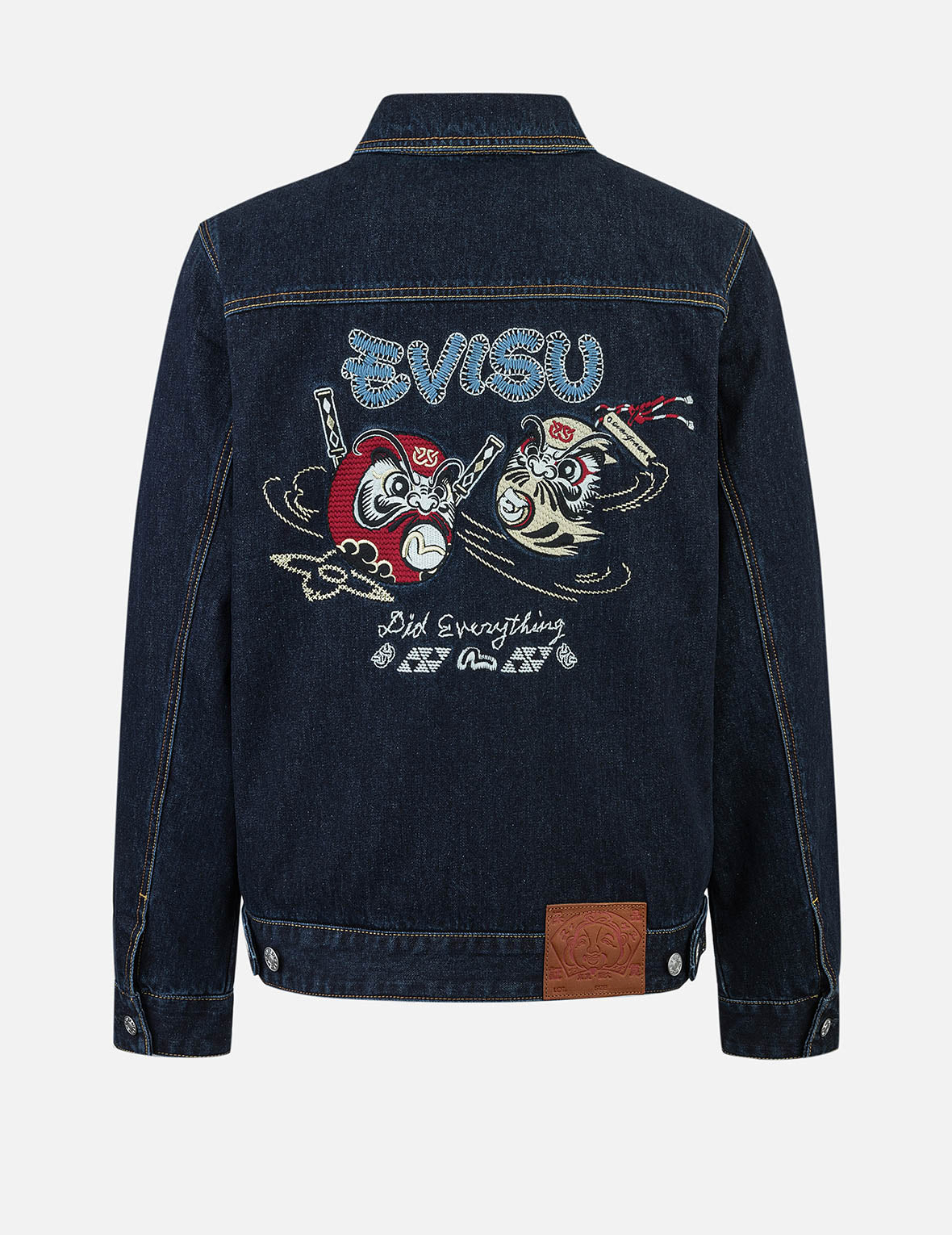 Ninja Daruma Embroidery Regular Fit Padded Denim Jacket